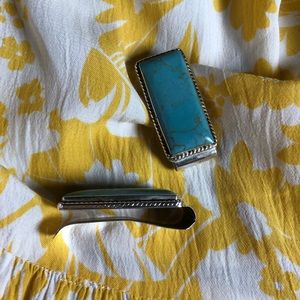 Money Clip Turquoise Stone 925 sterling silver